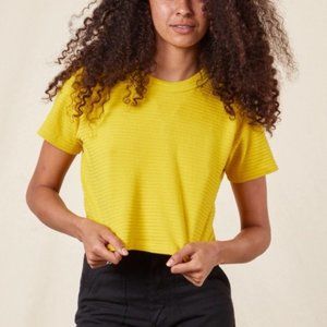 BBP Golden Yellow Cropped Honeycomb Tee